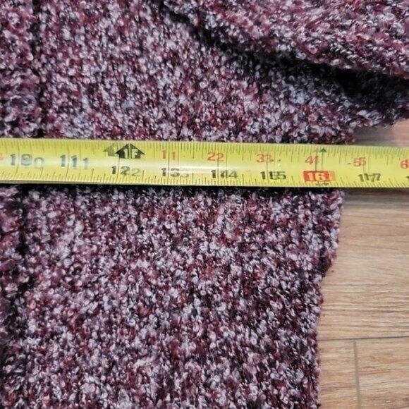 INC Sweater Women's Sz Medium Cardigan Burgundy Fringe Button Front Qtr Sleeve - Picture 7 of 9